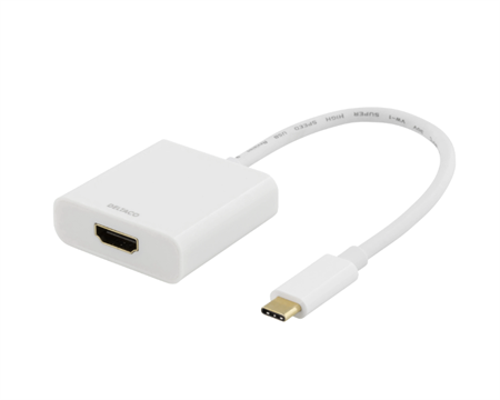 Deltaco USB-C till HDMI adapter, 4096x2160 30Hz, vit